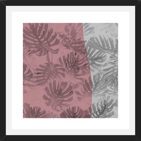 Cuadro Tropical Leaves Rose