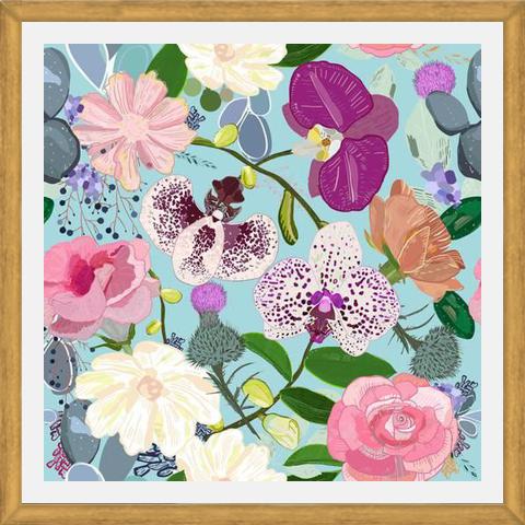 Cuadro Orchid, succulent and roses colorful pattern