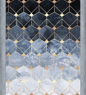 Cuadro Blue Hexagons And Diamonds