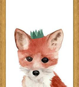 Cuadro Zorrito con coronita verde