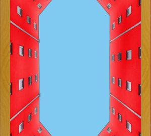 Cuadro edificio rojo