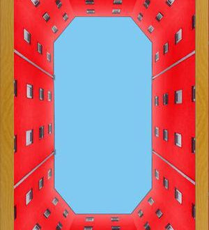 Cuadro edificio rojo