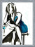 Cuadro mujer sentada de azul