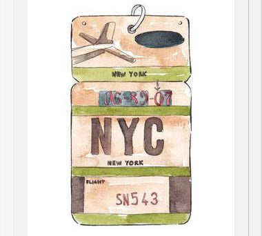Cuadro NEW YORK VINTAGE FLIGHT TAG