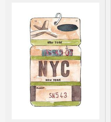Cuadro NEW YORK VINTAGE FLIGHT TAG