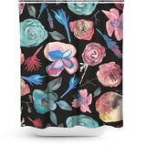 Cortina de Baño Expressive hand inky floral floral black