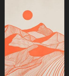 Cuadro Vintage Mountains Line Art