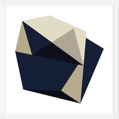 Cuadro Geométrico Azul y Beige