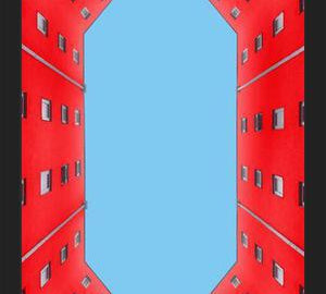 Cuadro edificio rojo