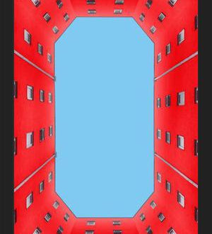 Cuadro edificio rojo