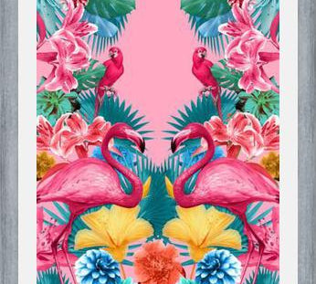 Cuadro Flamingo and Tropical garden
