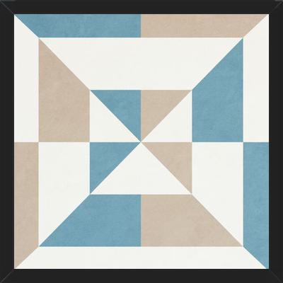Cuadro Geométrico Azul y Beige