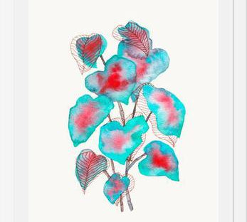 Cuadro Turquoise Pink Watercolor Plant