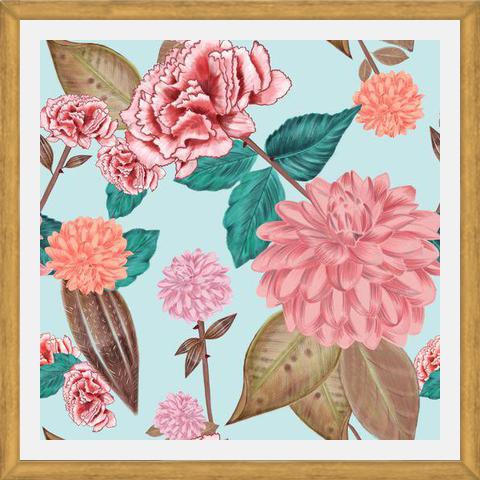 Cuadro Hand Drawn Carnation and Dahlia Spring