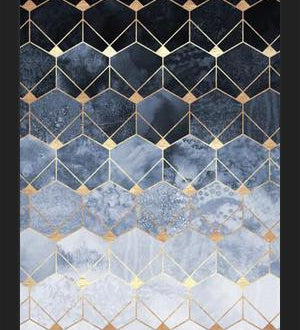 Cuadro Blue Hexagons And Diamonds