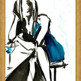 Cuadro mujer sentada de azul
