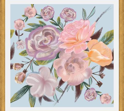 Cuadro Powdery Pastel Hand Drawn Roses Pattern