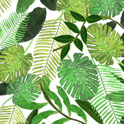 Mantel de Hule Green Tropical Watercolor Leaves Pattern