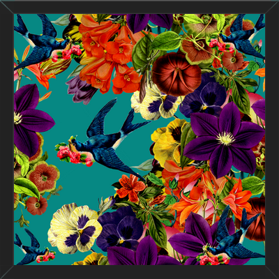 Cuadro Spring Swallow Floral Teal