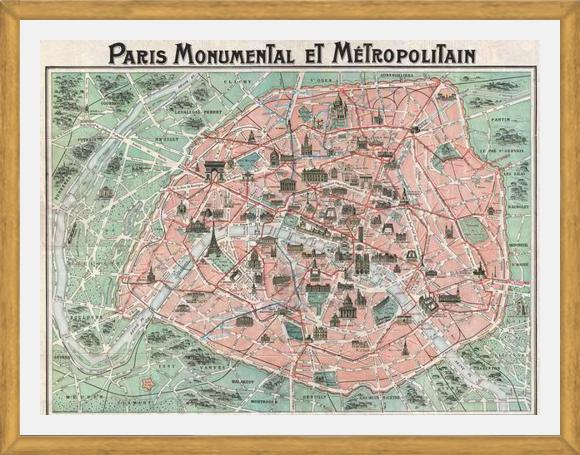 Cuadro Plano ilustrado de Paris en 1932