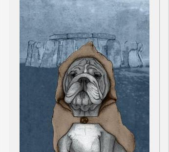 Cuadro English Bulldog With Stonehenge