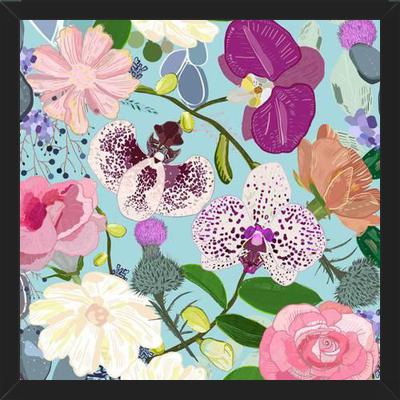 Cuadro Orchid, succulent and roses colorful pattern