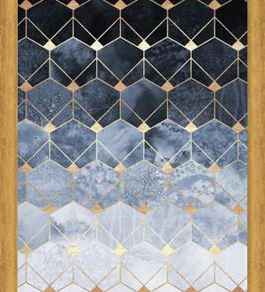 Cuadro Blue Hexagons And Diamonds