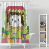 Cortina de Baño Gatito y flores