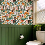 Papel Mural Cat and Floral Pattern III