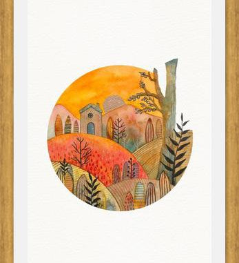Cuadro Circular watercolor landscape 2