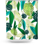 Cortina de Baño Tropical Green Leaves