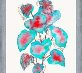 Cuadro Turquoise Pink Watercolor Plant