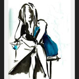 Cuadro mujer sentada de azul