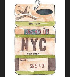 Cuadro NEW YORK VINTAGE FLIGHT TAG