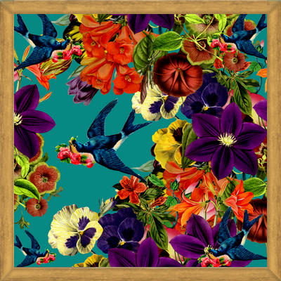 Cuadro Spring Swallow Floral Teal