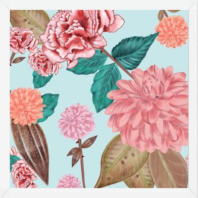 Cuadro Hand Drawn Carnation and Dahlia Spring
