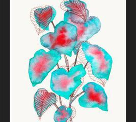 Cuadro Turquoise Pink Watercolor Plant