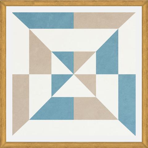 Cuadro Geométrico Azul y Beige