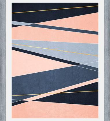 Cuadro Líneas Elegantes - Rosa y Azul
