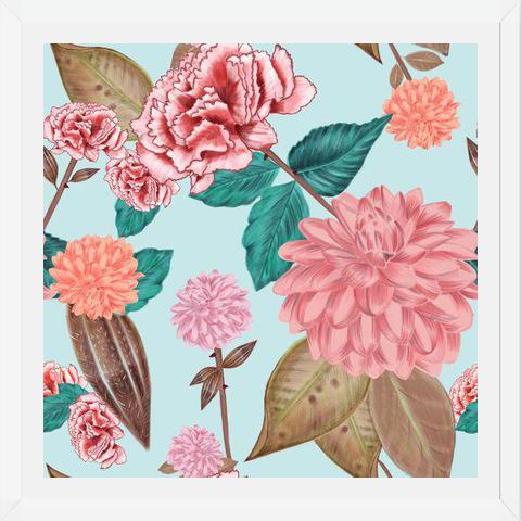 Cuadro Hand Drawn Carnation and Dahlia Spring