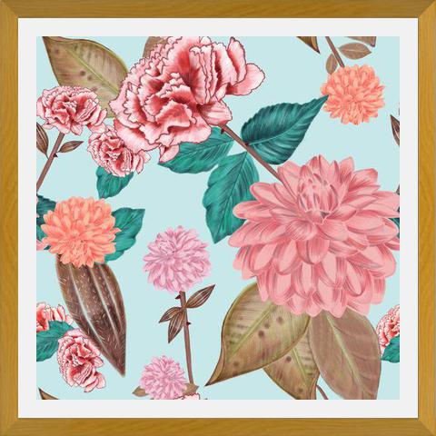 Cuadro Hand Drawn Carnation and Dahlia Spring