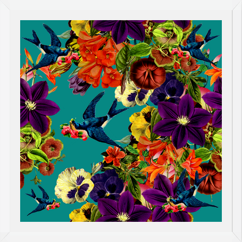 Cuadro Spring Swallow Floral Teal