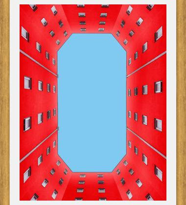 Cuadro edificio rojo