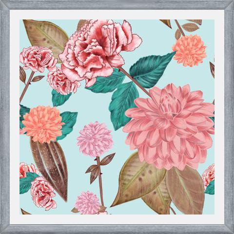 Cuadro Hand Drawn Carnation and Dahlia Spring