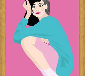 Cuadro Ilustración chica en tacos