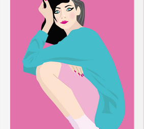 Cuadro Ilustración chica en tacos