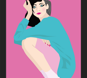 Cuadro Ilustración chica en tacos