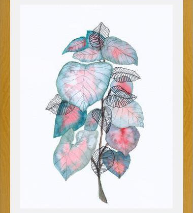 Cuadro Watercolor + ink leaves V