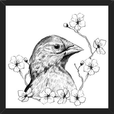 Cuadro Pajarito con flores