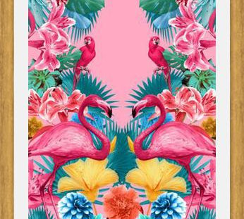 Cuadro Flamingo and Tropical garden